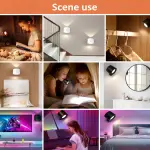 RGB Double-Sided Dimmable Magnetic Spotlight - Rechargeable, Cordless, 360° Rotation with Remote